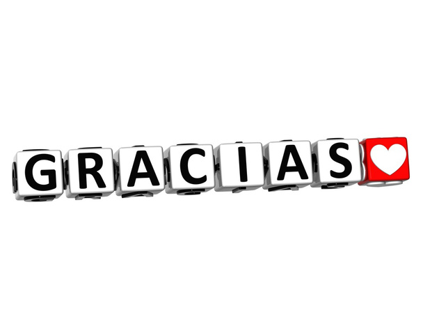 3D Thank You In Spanish Language Button Click Here Block Text - Photo, Image
