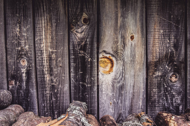 Gray Wall Planks Background and Texture. Vintage Empty Wooden Grunge Surface. - Photo, Image