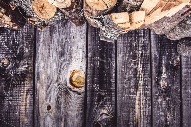 Grijze muur planken achtergrond en textuur. Vintage lege houten Grunge oppervlak. - Foto, afbeelding