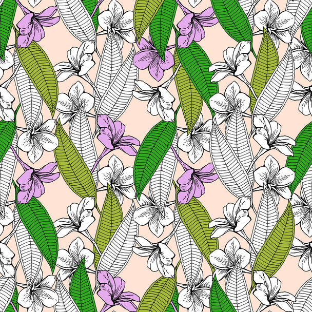 Pattern of colored leaves and flower buds - Vetor, Imagem