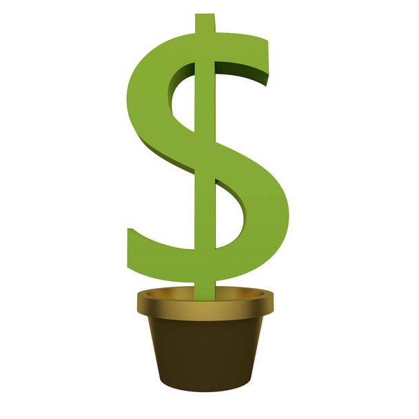 Arbre d'argent vert dans un pot. Rendu 3d
 - Photo, image