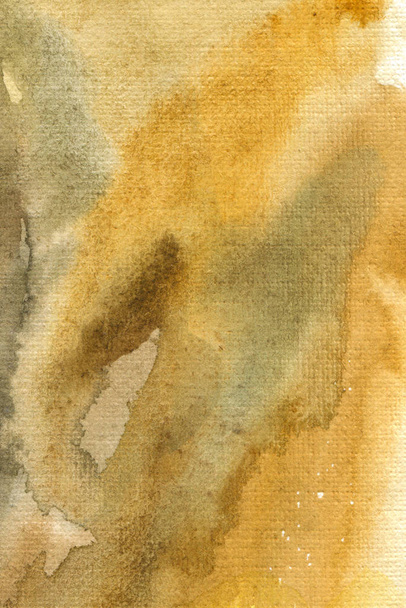 Watercolor abstract texture on paper, color brown and yellow - Foto, afbeelding