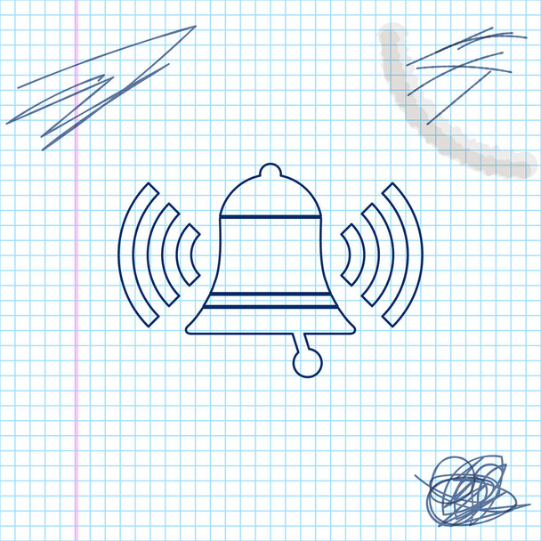 Ringing bell line sketch icon isolated on white background. Alarm symbol, service bell, handbell sign, notification symbol. Vector Illustration - Vector, Image