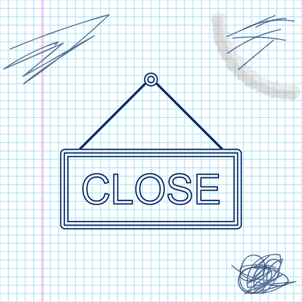 Προεξοχή σύμβολο με κείμενο κλείσιμο γραμμή εικονίδιο είδωλο απομονωθεί σε λευκό φόντο. Επιχειρηματικό θέμα για καφέ ή εστιατόριο. Απεικόνιση διανυσματικών φορέων - Διάνυσμα, εικόνα