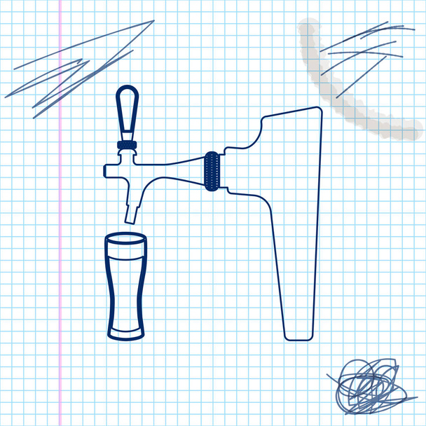 Pivní kohout s ikonou skica čar izolované na bílém pozadí. Vektorová ilustrace - Vektor, obrázek