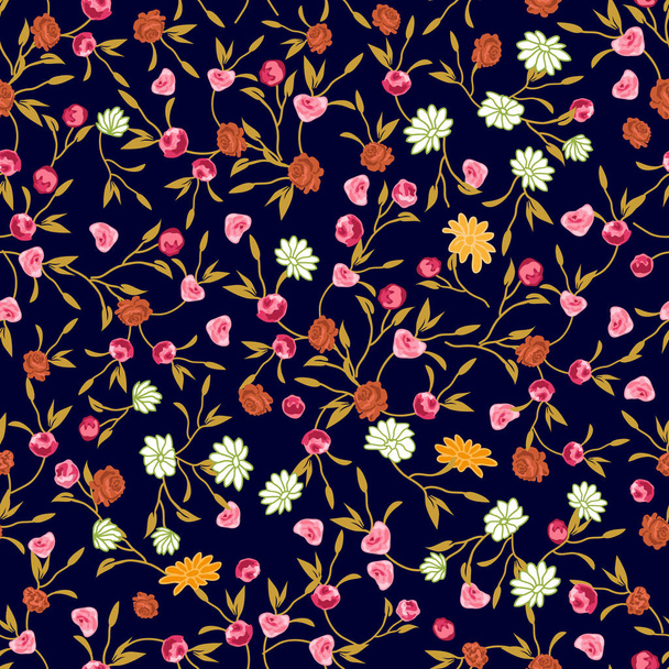 Vintage print with small wildflowers.  - Vector, Imagen