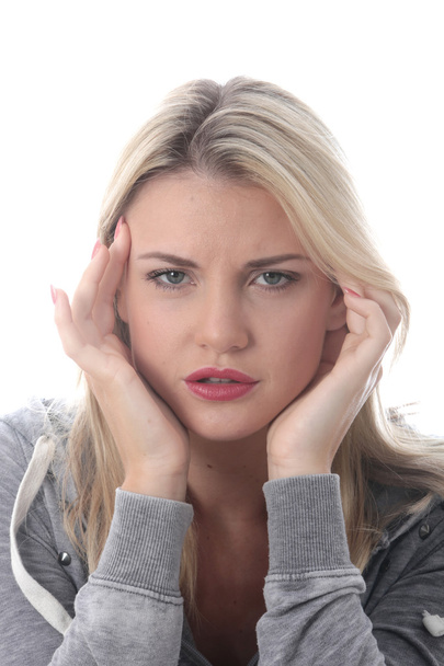 Attractive Young Woman with as Headache - Foto, Imagen