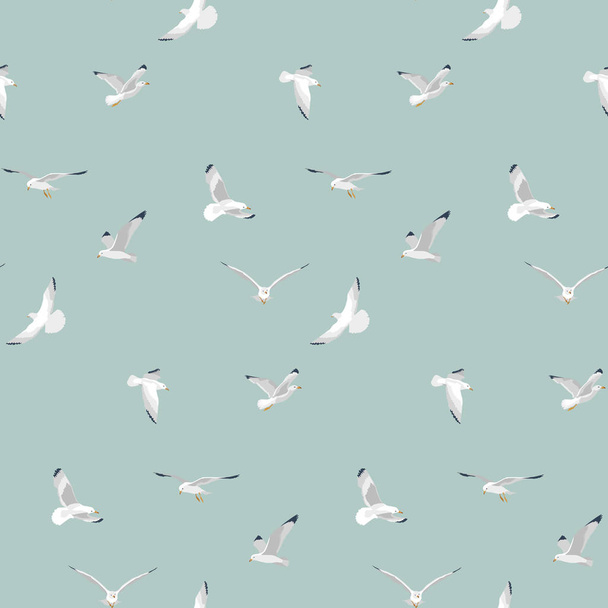 Vliegende mariene meeuwen patroon - Vector, afbeelding