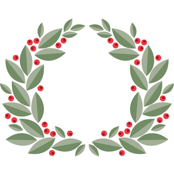 cranberry wreath with leaves and berries vector isolated winter holiday card poster centerpiece illustration isolated on white background - Διάνυσμα, εικόνα
