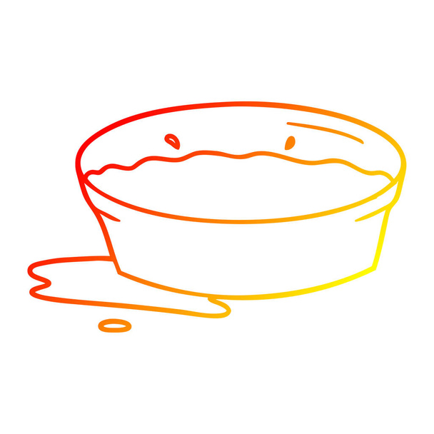warm gradient line drawing cartoon dog water bowl - Vector, Image
