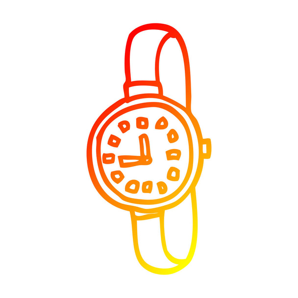 línea de gradiente caliente dibujo de dibujos animados reloj de pulsera
 - Vector, imagen