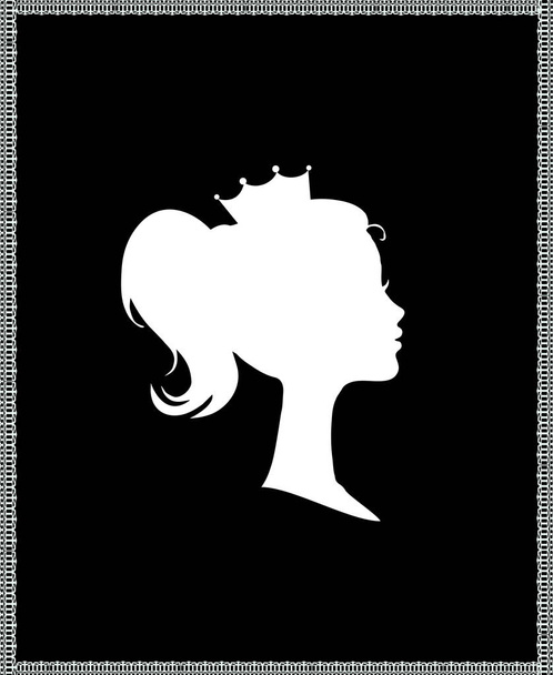 Prinses of koningin profiel silhouet met kroon - Foto, afbeelding