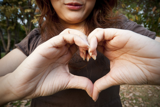 Coração moldado por mãos femininas
 - Foto, Imagem
