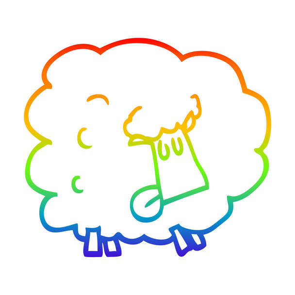 Regenbogen-Gradienten-Linie Zeichnung Karikatur lustige Schafe - Vektor, Bild