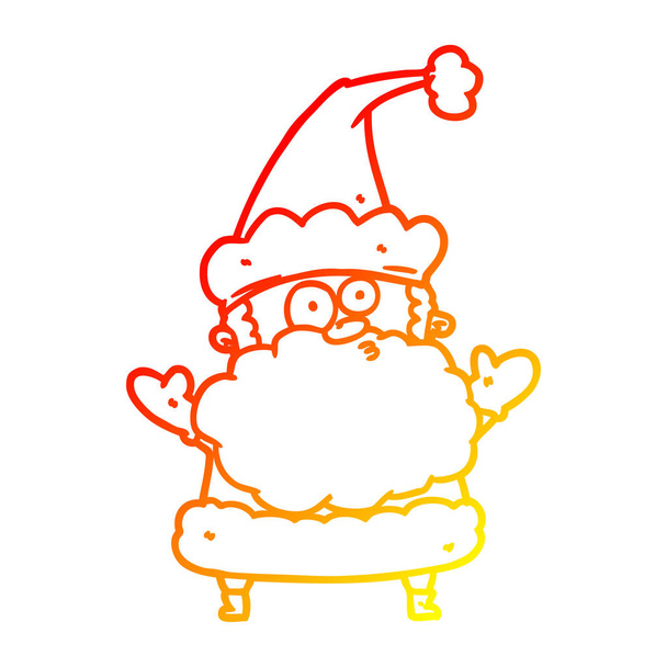 warme Gradientenlinie Zeichnung verwirrt Weihnachtsmann Shurgging sollte - Vektor, Bild