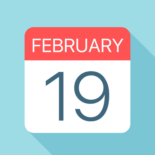 19. února – ikona kalendáře Vektorová ilustrace jednoho dne v měsíci - Vektor, obrázek