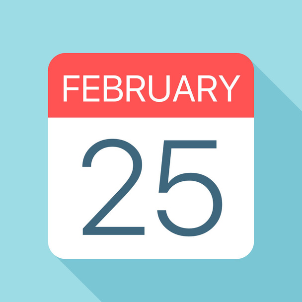 February 25 - Calendar Icon. Vector illustration of one day of month - Vector, Image