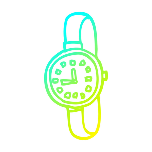 холодная градиентная линия рисунок мультяшных наручных часов
 - Вектор,изображение