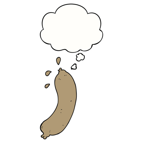 cartoon sausage and thought bubble - Vector, Image