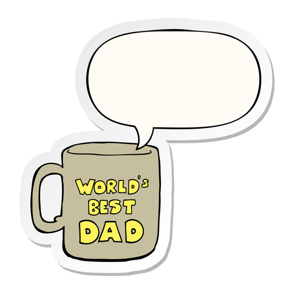 worlds best dad mug and speech bubble sticker - Vector, Image