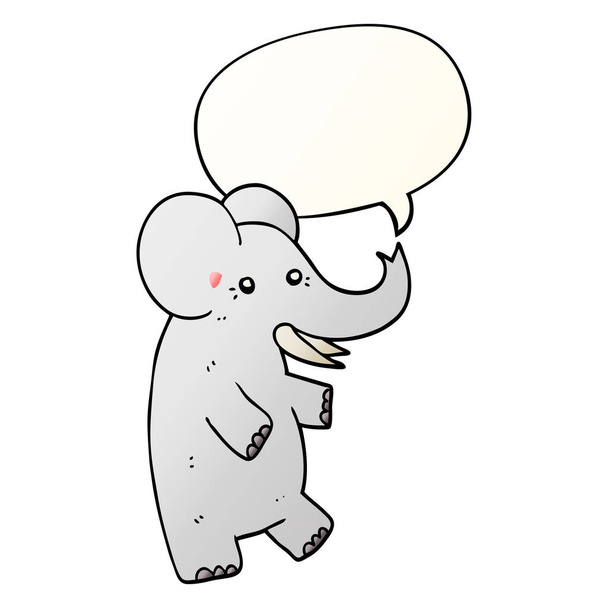 cartoon elephant and speech bubble in smooth gradient style - Vettoriali, immagini