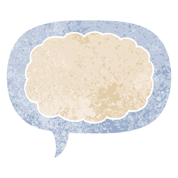 cartoon cloud and speech bubble in retro textured style - Vector, Image