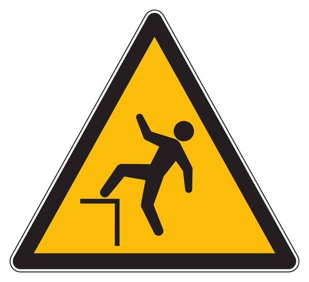Warning risk of falling yellow sign - Photo, Image