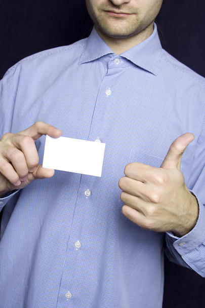 Business man holding blank card. OK - Фото, изображение