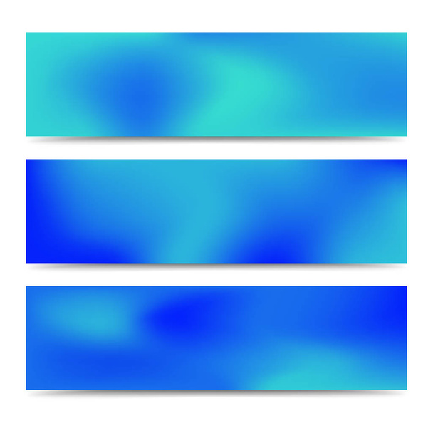 Smooth abstract blurred gradient blue banners set - Vector, Image
