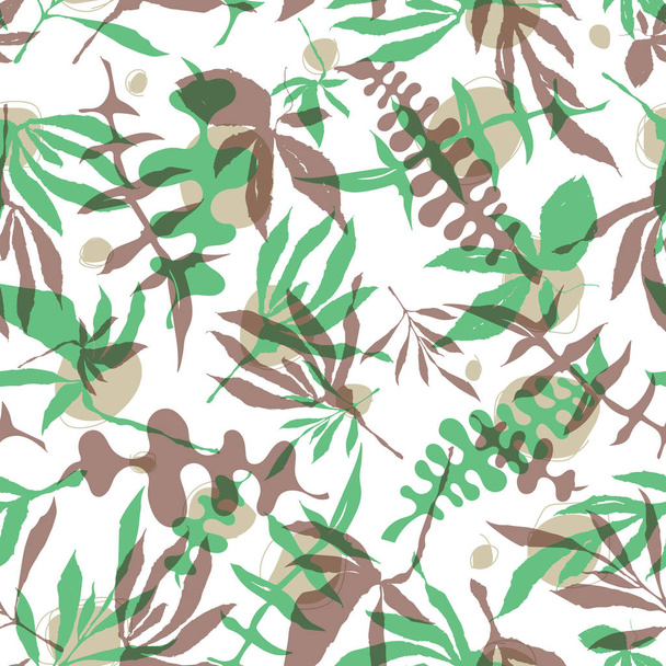 Floral foliage seamless pattern - Vector, Imagen