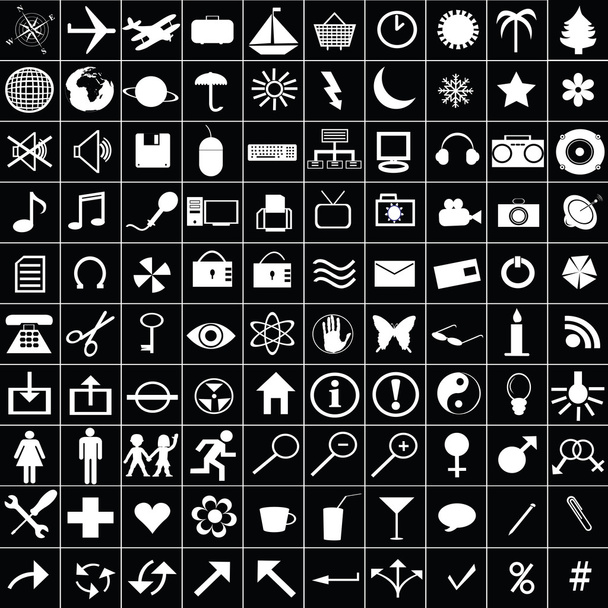 100 white icons for web aplications - Photo, Image