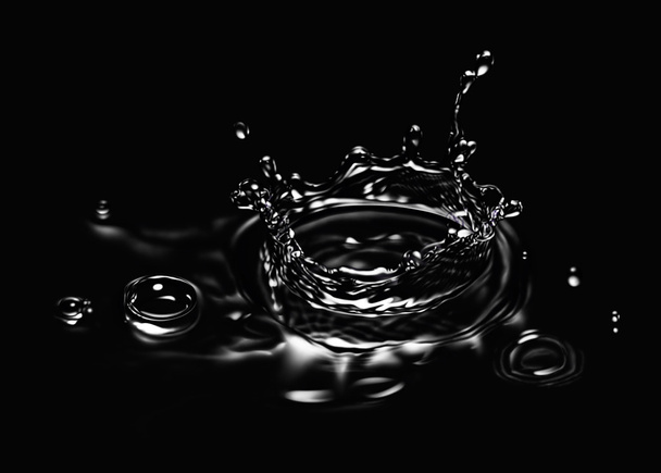Water splash isolated on black - Photo, Image