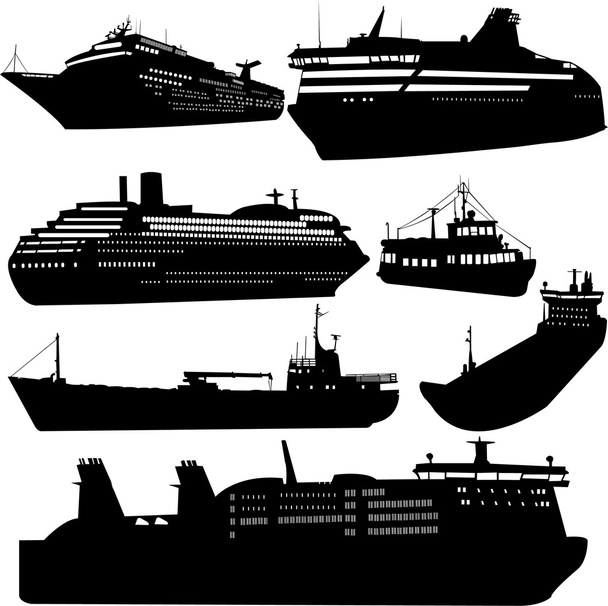 Ships and cruise ship - Vector, Image