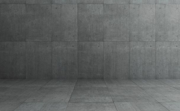 industrielle Loft-Stil grauer Beton Zement quadratische Fliesen Wand und Boden Hintergrund . - Foto, Bild