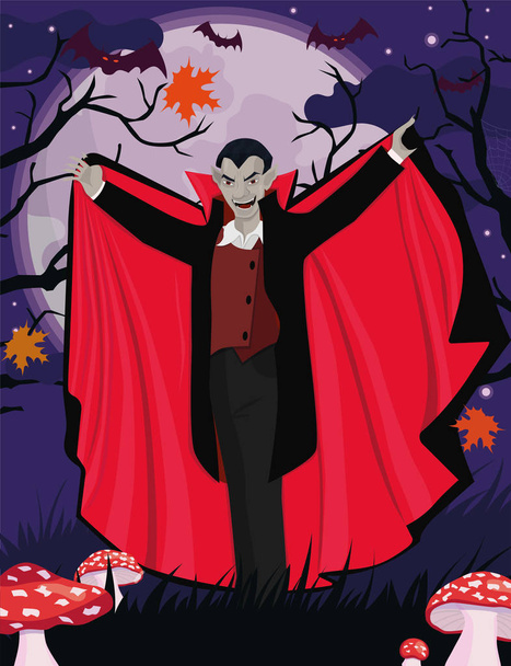 Posterwith a vampire to halloween. Vector template. - Vector, Image