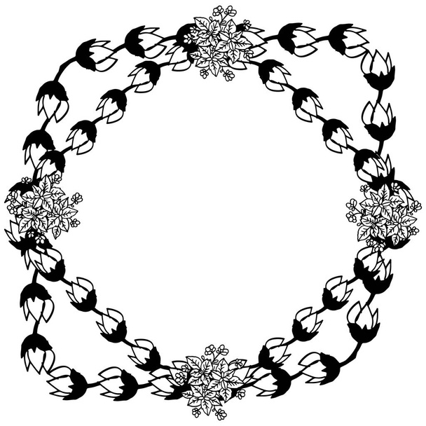 Floral style frame, flower decorative border. Vector - Wektor, obraz