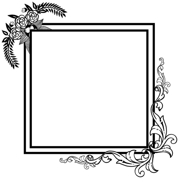 Kranz schwarz-weißer Rahmen für Karte. Vektor - Vektor, Bild
