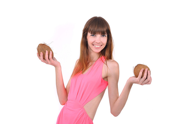 Girl with coconuts - Photo, Image