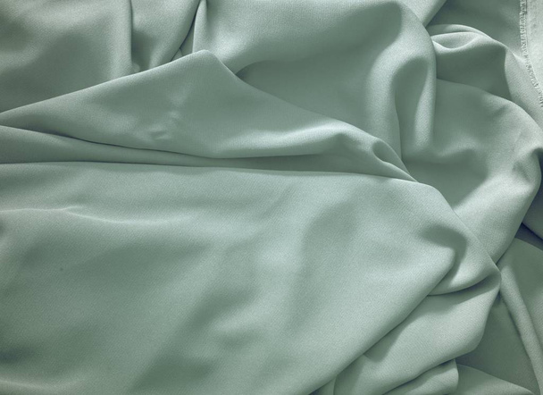 smooth green silk fabric background - Photo, Image
