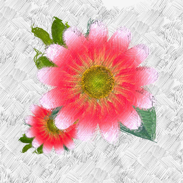 Messy grungy flowers on shabby background - Foto, imagen