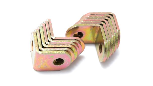 Metallic tools, mounting angle metal brackets isolated - Photo, Image