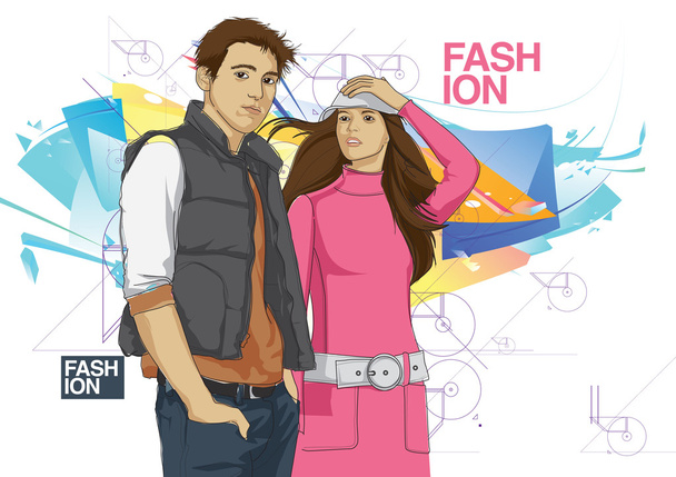 Vector man and woman fashion model - Vector, Image