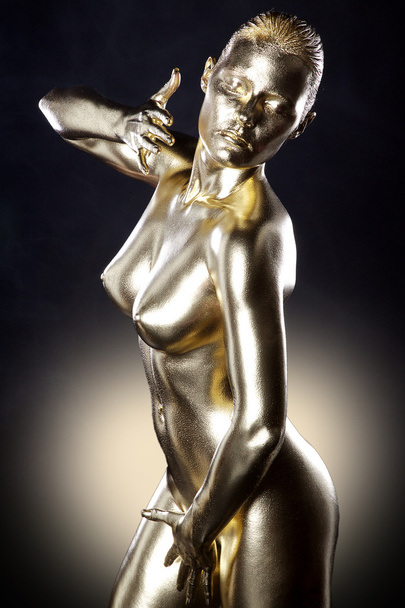 Woman with golden body - Foto, immagini