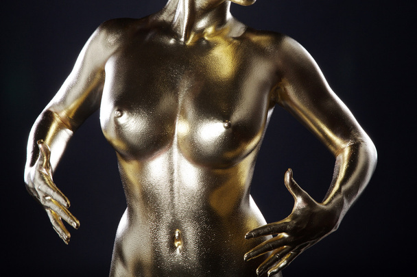Beautiful naked female body on a dark background - Foto, immagini