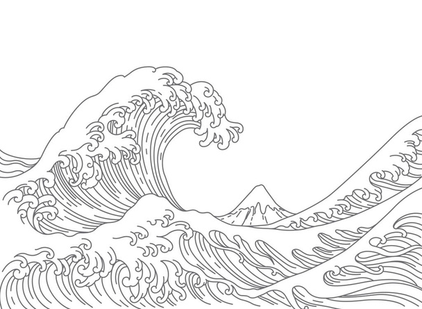 Japán nagy hullám vektor illusztráció. - Vektor, kép