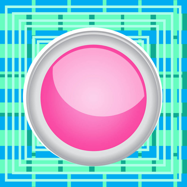 Colored circle shape in a round white frame. Colorful background with a sphere button in the middle of the image. A switch in the center of the surface. - Vektor, kép