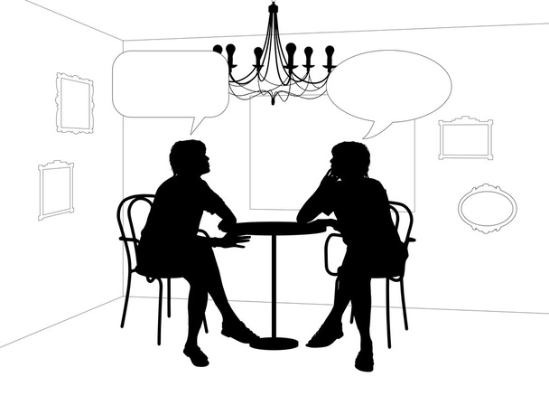 dvě ženy hovoří u stolu v kavárně - Fotografie, Obrázek