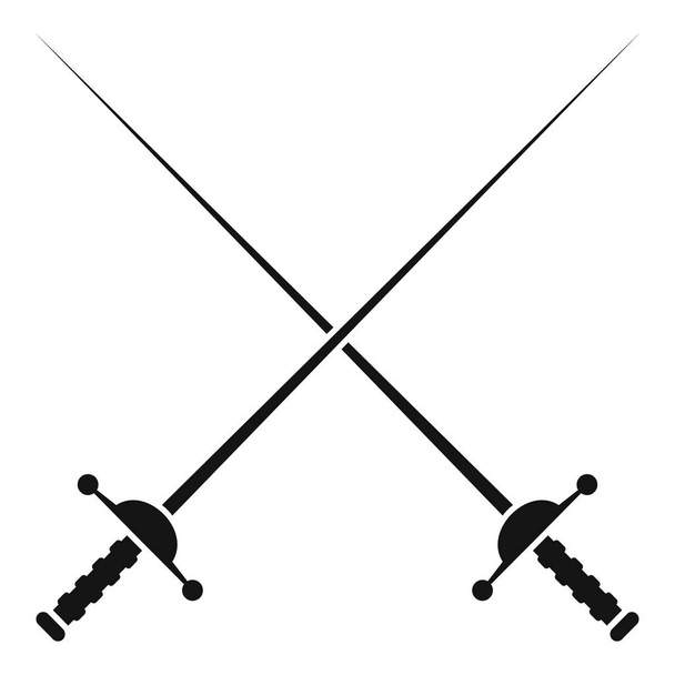 Crossed metal rapiers icon, simple style - Vector, Image