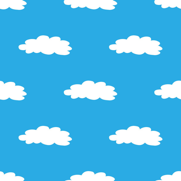 Blauwe hemel met wolken, naadloze patroon vector - Vector, afbeelding