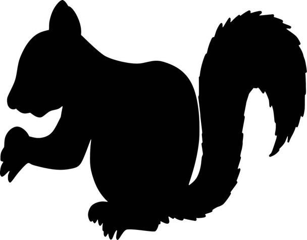 ground squirrel holding nut silhouette vector image - Vector, Image